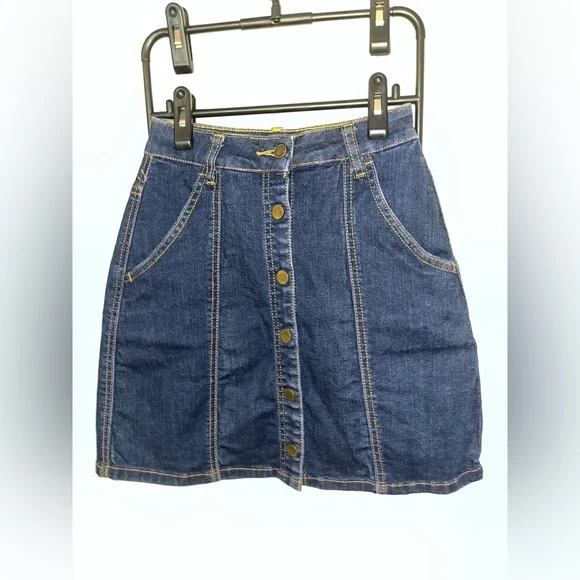 Blank NYC Blue A-Line Jean Skirt Snap Buttons Rodeo Western Chic Cotton Rayon 24 - Picture 5 of 15